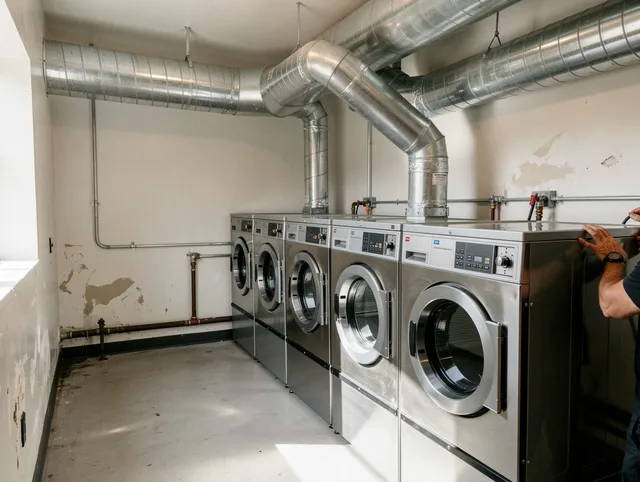 Boynton Beach Dryer Vent Cleaning team performing large-scale commercial dryer vent cleaning in Boynton Beach