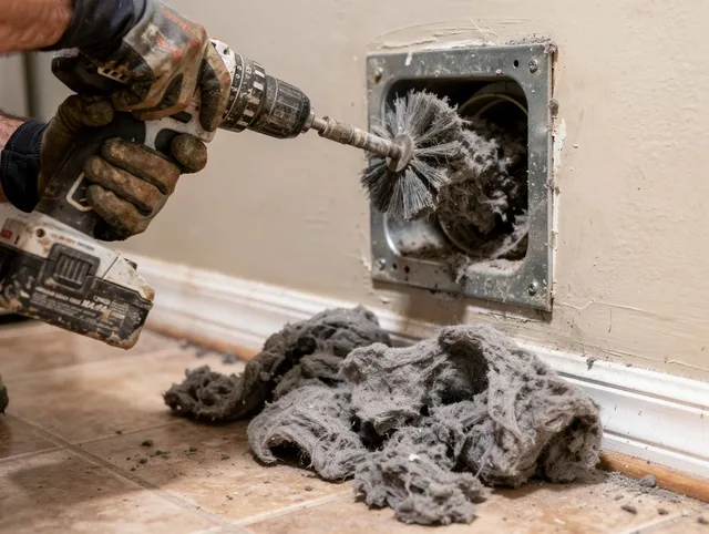 Certified Boynton Beach Dryer Vent Cleaning technician performing dryer vent cleaning in Boynton Beach