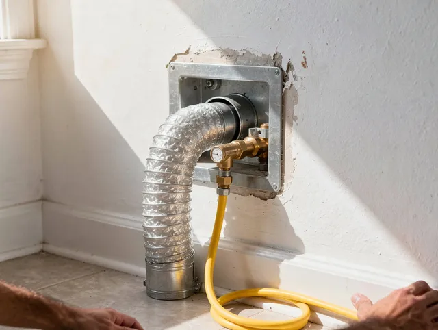 Boynton Beach Dryer Vent Cleaning certified technician performing specialized gas dryer vent cleaning in Boynton Beach